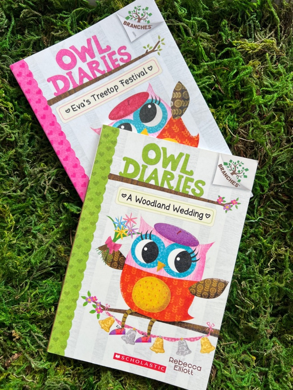 2 BOOK LOT The Owl Diaries Scholastic, reading level Grade 2, 2016